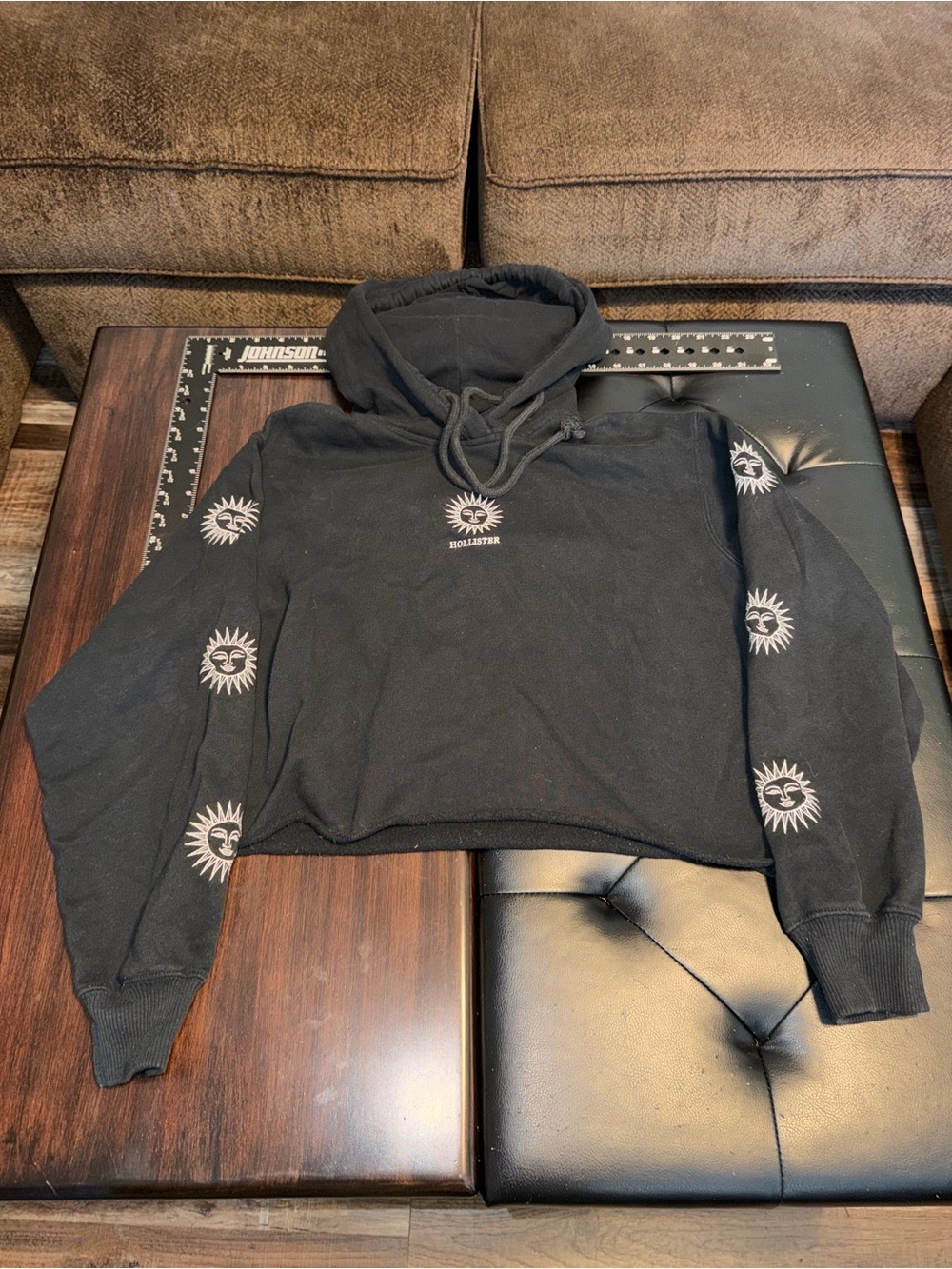 Hollister Black Hooded Sweatshirt with Logo Tag